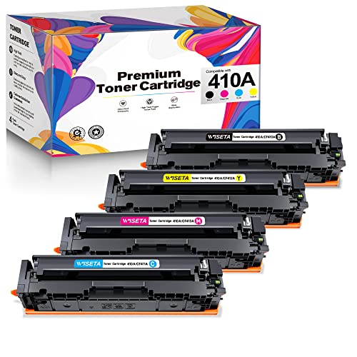 410A toner M477fdw M477fnw WISETA Compatible Toner Replacement for HP 410A 410X CF410A CF410X Color Pro MFP M477fdw M477fnw M477fdn M452dn M452nw M452dw M477 printer(Black Yellow Cyan Magenta)