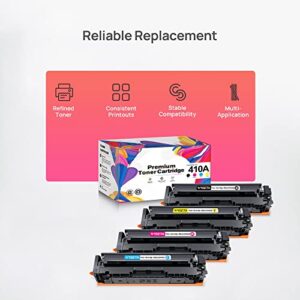 410A toner M477fdw M477fnw WISETA Compatible Toner Replacement for HP 410A 410X CF410A CF410X Color Pro MFP M477fdw M477fnw M477fdn M452dn M452nw M452dw M477 printer(Black Yellow Cyan Magenta)