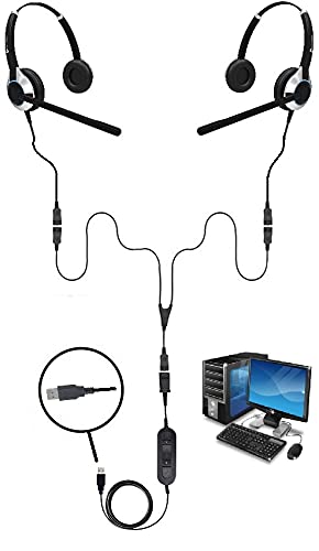 Deluxe USB Headset Training Solution (Includes 2 x TruVoice HD-550 Headset with Noise Canceling Microphone, USB Cable and Training Y Cable)