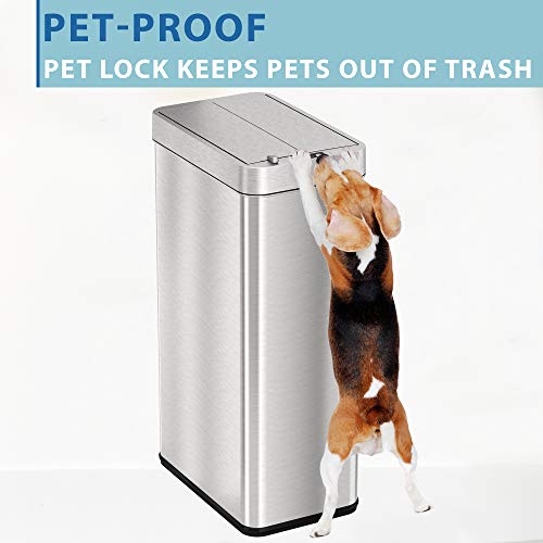 iTouchless Wings-Open Sensor Trash Can with AbsorbX Odor Filter & Pet-Proof Lid 68 Liter Automatic Touchless Kitchen Garbage Bin, Stainless Steel, 18 Gallon