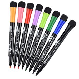 livdeal magnetic dry erase markers – fine tip, assorted colors, 8 pack, low odor whiteboard markers for kids, work on white board & calendar, refrigeratorr