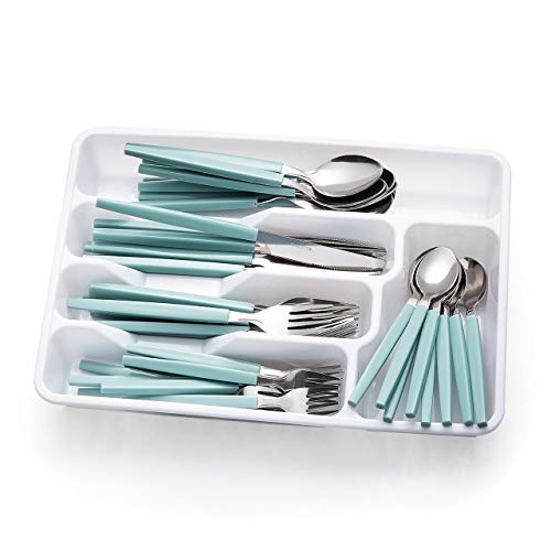 Cutiset 40 piece Stainless Steel Kitchen Flatware set with organizer, Camping Silverware set with color handles set of 8