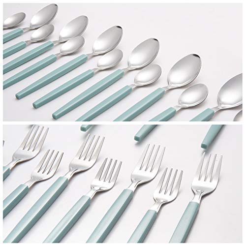 Cutiset 40 piece Stainless Steel Kitchen Flatware set with organizer, Camping Silverware set with color handles set of 8