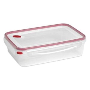 sterilite food storage container ultra-seal clear rectangular 16 cup, rocket red trim