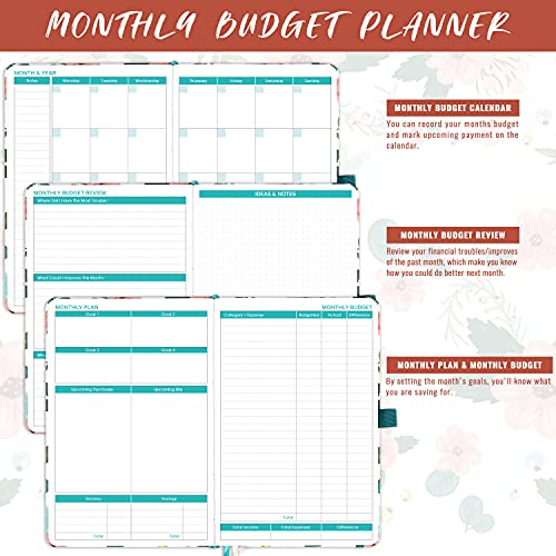 Budget Planner - 12 Month Financial Organizer, Expense Tracker, Undated Finance Planner & Bill Organizer, 5.5" x 8.2" Monthly Budget Book, Account Book, Start Anytime, Pen Loop, Stickers