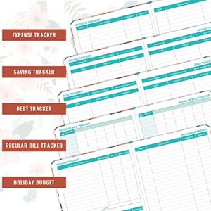 Budget Planner - 12 Month Financial Organizer, Expense Tracker, Undated Finance Planner & Bill Organizer, 5.5" x 8.2" Monthly Budget Book, Account Book, Start Anytime, Pen Loop, Stickers