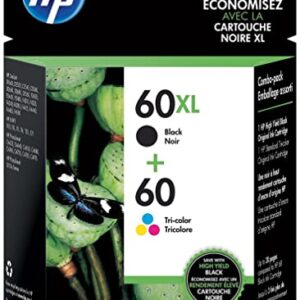 HP 60 / 60Xl (N9h59fn) Ink Cartridges (Tri-Color/Black) 2-Pack in Retail Packaging