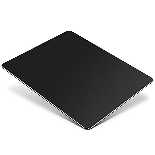 HONKID Metal Aluminum Mouse Pad, Office and Gaming Thin Hard Mouse Mat Double Sided Waterproof Fast and Accurate Control Mousepad for Laptop, Computer and PC,9.05"x7.08", Black