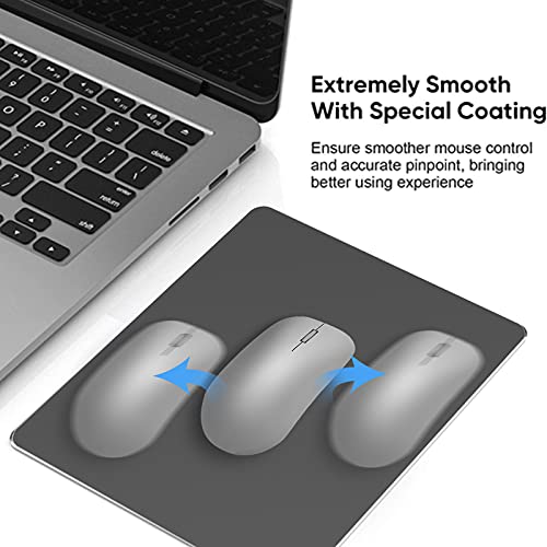 HONKID Metal Aluminum Mouse Pad, Office and Gaming Thin Hard Mouse Mat Double Sided Waterproof Fast and Accurate Control Mousepad for Laptop, Computer and PC,9.05"x7.08", Black