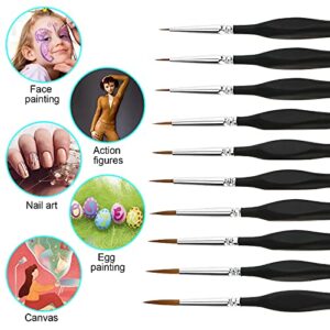 10 PCS Miniature Paint Brushes Kit, Fine Detail Painting Brush Micro Professional Tiny Paints Brush Set for Watercolor, Oil, Face, Acrylic, Nail, Line Drawing, Scale Model Painting, by PSISO