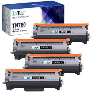lxtek compatible toner cartridge replacement for brother tn760 tn 760 tn730 tn 730 to compatible with mfc-l2710dw hl-l2350dw hl-l2370dwxl mfc-l2750dw hl-l2395dw mfc-l2690dw tray (black, 4 pack)