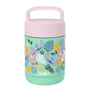 Zak Designs Kids' Vacuum Insulated Stainless Steel Food Jar with Carry Handle, Thermal Container for Travel Meals and Lunch On The Go, 12 oz, Lilo and Stitch