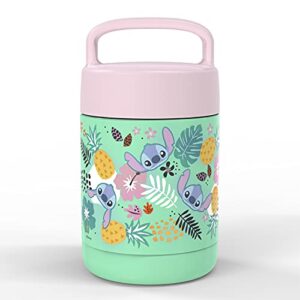 Zak Designs Kids' Vacuum Insulated Stainless Steel Food Jar with Carry Handle, Thermal Container for Travel Meals and Lunch On The Go, 12 oz, Lilo and Stitch