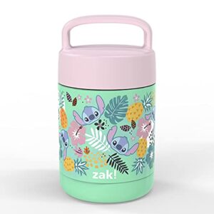 Zak Designs Kids' Vacuum Insulated Stainless Steel Food Jar with Carry Handle, Thermal Container for Travel Meals and Lunch On The Go, 12 oz, Lilo and Stitch