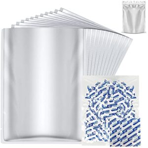 50 pack 1 gallon mylar bags for food storage with oxygen absorbers for rice, grains, coffee beans and emergency long term food storage