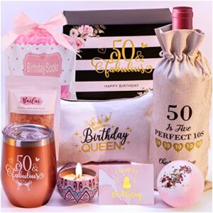 50th Birthday Gifts for Women, 50 and Fabulous Gifts For Women Turning 50, Funny 50 Years Old Birthday Gift Ideas For Mom Sister Best Friends Wife Coworker Aunt, Cool Bday Gifts for 50 Year Old Woman