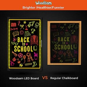 Woodsam LED Message Board- 28" X 20" Inches Erasable Writing Drawing Neon Sign with 8 Colorful Markers - Perfect for Children, Back to School, Home, Office, Restaurants, Bar, Holiday Celebration Gift