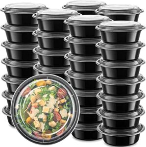 50-pack meal prep plastic microwavable food containers bowls for meal prepping with lids (28 oz.) black reusable storage lunch boxes -bpa-free food grade -freezer & dishwasher safe. – premium quality