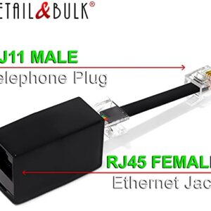 RetailAndBulk (2 Pack) Phone Jack to Ethernet Adapter RJ45 Female to RJ11 Male for Landline Telephone Service