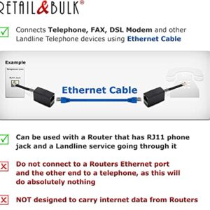 RetailAndBulk (2 Pack) Phone Jack to Ethernet Adapter RJ45 Female to RJ11 Male for Landline Telephone Service