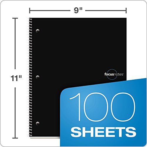 Oxford FocusNotes Note Taking System 1-Subject Notebook, 11 x 9 Inches, White, 100 Sheets (90223) - Black