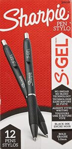 sharpie s-gel gel pens, bold point (1.0mm), black ink gel pen, 12 count