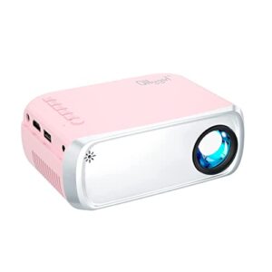 portable projector, outdoor projector, led aesthetic video mini projector for outdoor portable movies compatible with hdmi, usb, laptop, tv stick, ios and android phone, pink