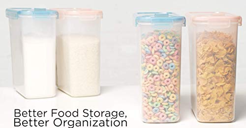 Shazo EXTRA Large 6.3L / 213Oz (SET of 2) Airtight Food Storage Cereal Containers for Bulk Food Storage Ideal for Pasta Rice, Flour and Sugar BPA Free Plastic Cereal Dispenser w/Labels + pen - Color