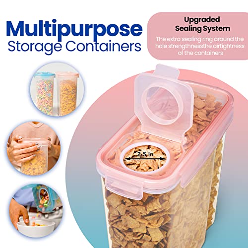 Shazo EXTRA Large 6.3L / 213Oz (SET of 2) Airtight Food Storage Cereal Containers for Bulk Food Storage Ideal for Pasta Rice, Flour and Sugar BPA Free Plastic Cereal Dispenser w/Labels + pen - Color