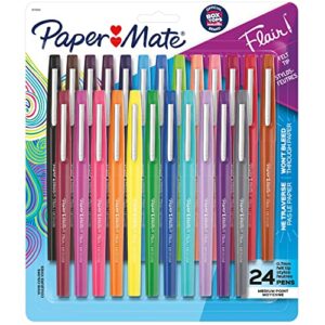 paper mate® felt tip pens | flair® marker pens, medium point, assorted, 24 count