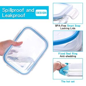 [20 Piece] Glass Food Storage Airtight & Leakproof Containers Set with Snap Lock Lids, Bonus 2 Oven Silicone Gloves, Safe for Dishwasher, Oven, Microwave,Freezer, BPA Free