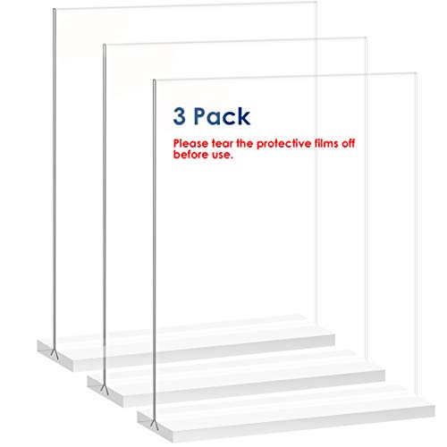 NEWNEWSHOW® 8.5x11 Acrylic Sign Holder 3 Pack Vertical Double-Sided Display (Optional 8.5x11 8.5x5.5 5x7 Horizontal and Vertical)