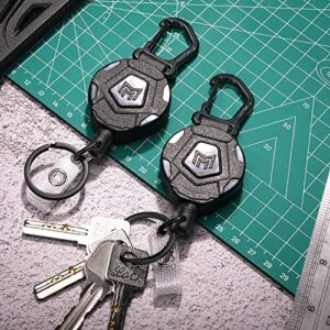 MNGARISTA 2-Pack Retractable Keychain, Heavy Duty Carabiner Badge Holder, Tactical ID Badge Reel with 31.5” Steel Retractable Cord, 8.0 oz