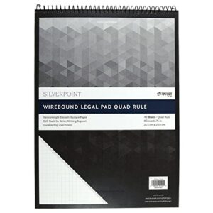 silverpoint top wire pad, heavy back, quadrille rule, 8.5 x 11.75 inches, 70 sheets, protective cover, blue/black (51070)