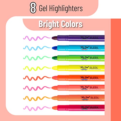 Mr. Pen No Bleed Gel Highlighter, Bible Highlighters, Assorted Colors, Pack of 8