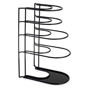 Heavy Duty Pan Organizer, Extra Large 5 Tier Rack - Holds Cast Iron Skillets, Dutch Oven, Griddles - Durable Steel Construction - Space Saving Kitchen Storage - No Assembly Required - Black 15.4-inch