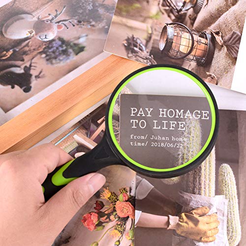 Ocim 2 Pack 75mm 10X Magnifying Glass, Kids Magnifying Glass,Magnifier with Non-Slip Rubber Handle for Seniors Reading and Kids Nature Exploration