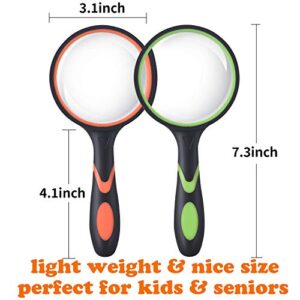 Ocim 2 Pack 75mm 10X Magnifying Glass, Kids Magnifying Glass,Magnifier with Non-Slip Rubber Handle for Seniors Reading and Kids Nature Exploration