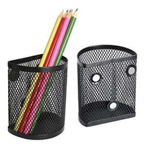 lucycaz magnetic pencil holder – locker accessories, 2 pack magnetic pen holder for refrigerator for home school and office, black