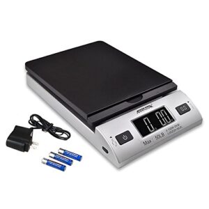 accuteck all-in-1 series w-8250-50bs a-pt 50 digital shipping postal scale with ac adapter, silver