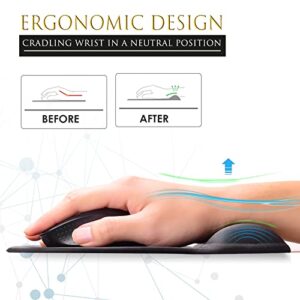 MROCO Ergonomic Mouse Pad with Wrist Support Gel Mouse Pad with Wrist Rest, Comfortable Computer Mouse Pad for Laptop, Pain Relief Mousepad with Non-slip PU Base for Office & Home, 9.4 x 8.1 in, Black