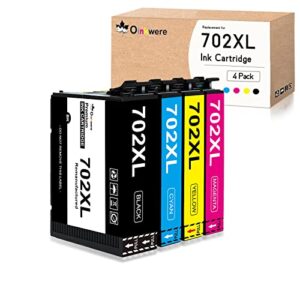 oinkwere remanufactured 702xl ink cartridge replacement for epson 702xl t702xl 702 t702 to use with workforce pro wf-3720 wf3720 wf-3733 wf3733 wf3730 printer(black cyan magenta yellow,4 pack)