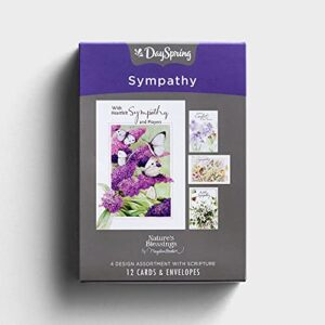 DaySpring - With Heartfelt Sympathy and Prayers - Nature's Blessings By Marjolein Bastin - 4 Design Assortment with Scripture - 12 Boxed Cards & Envelopes (J3355)