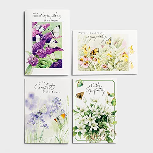 DaySpring - With Heartfelt Sympathy and Prayers - Nature's Blessings By Marjolein Bastin - 4 Design Assortment with Scripture - 12 Boxed Cards & Envelopes (J3355)