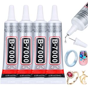 B7000 Jewelry Rhinestones Glue, Cludoo 5PCS B-7000 Clear Super Glue Transparent Industrial Adhesive for Phone Repair Jewelery Making Crafts Gem Fabric Metal Nail Art Stone Wood Glass Bead