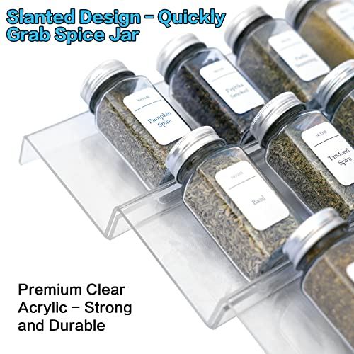 Yakaly Clear Acrylic Spice Drawer Organizer, Expandable 13" to 26" - 4 Tier 2 Sets(8 Pieces) In Drawer Seasoning Jars Insert , Drawer Spice Rack for Kitchen Cabinet Drawer/Countertop