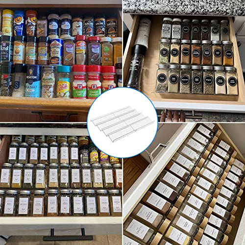 Yakaly Clear Acrylic Spice Drawer Organizer, Expandable 13" to 26" - 4 Tier 2 Sets(8 Pieces) In Drawer Seasoning Jars Insert , Drawer Spice Rack for Kitchen Cabinet Drawer/Countertop