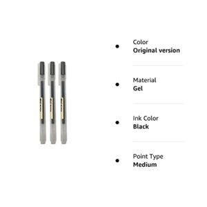 Muji Gel Ink Ball Point Pen, Black, 0.5mm, Pack of 3 (Japan Import)