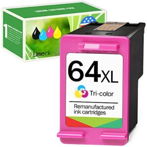limeink remanufactured ink cartridge replacement for hp 64 xl 64xl for envy photo 6232 6252 6255 6258 7155 7158 7164 7800 7855 7858 7864 inkjet printers (1 color)
