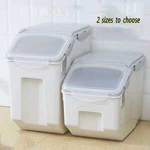 Grain Rice Storage Bin Food Containers Set Leak Proof Locking Lid, Large Storage Boxes Plastic Cereal Pet Food 15kg(18L), Grey,2packs